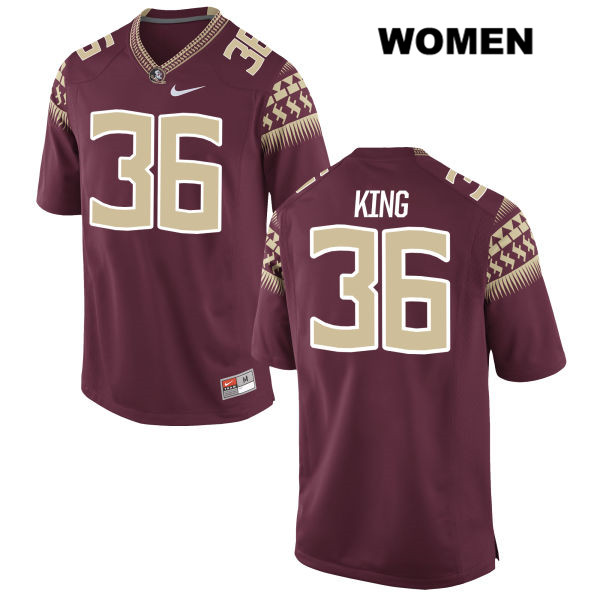 Women's NCAA Nike Florida State Seminoles #36 Aaron King College Red Stitched Authentic Football Jersey SJC5269MU